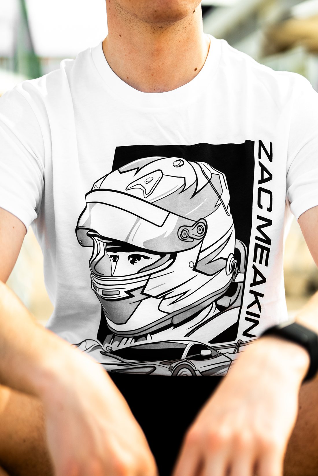Zac Meakin illustrated helmet tee, white